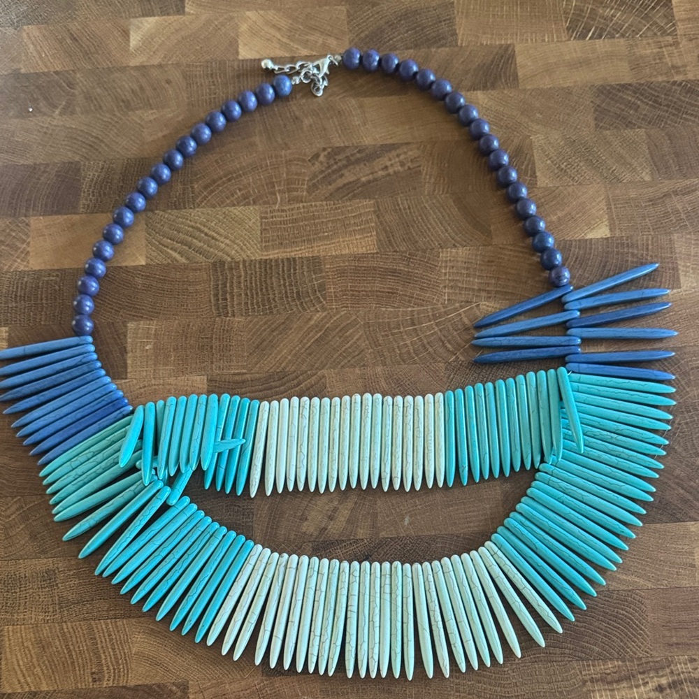Blue and Turquoise Beaded Necklace